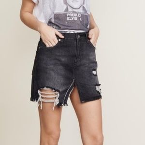Free People Relaxed & Destroyed Denim Skirt